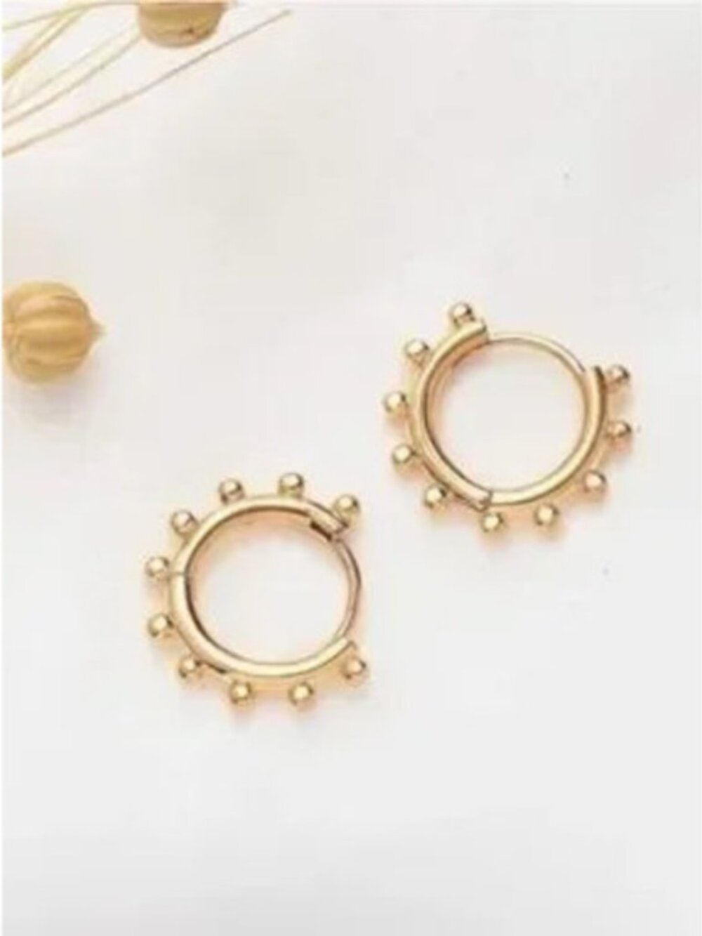 Gold Dot Detail Hoop Earrings